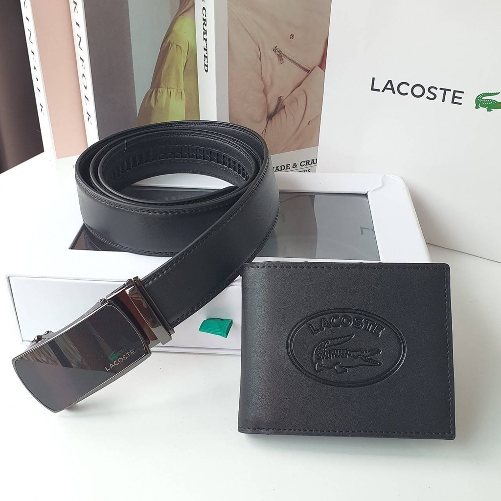 Sale‼️"สุดคุ้มซื้อ1ได้ถึง 2" เซตเข็มขัด+กระเป๋าสตางค์ LACOSTEแท้💯  ค่ะ