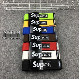 🔥🌞✨จำกัดส่วนลด🔥🌞✨Supreme🔥🌞✨SUPREME แบรนด์น้ำผ้าใบโลหะผสมหัวเข็มขัดเรียบกางเกงเข็มขัดผู้ชายและผู้หญิงแฟชั่นสตรีทตา