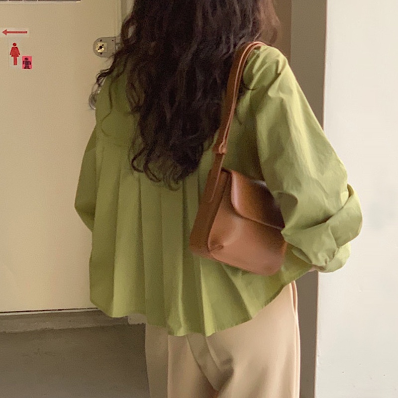 เสื้อเชิ้ตแขนยาว ทรงหลวม สไตล์เกาหลี สําหรับผู้หญิง