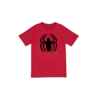 Marvel Men Spider-Man Flock Print T-Shirt - เสื้อมาร์เวลผู้ชายพิมพ์กำมะหยี่ลายสไปเดอร์แมน