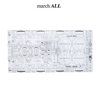 march ALL แผ่นปริ้น PCB บอร์ดไดร์ 741 BTL บริดจ์แอมป์ 800 วัตต์ วงจรขยายเสียง บอร์ด 271x108x80mm มีภาคจ่ายไฟ วงจรป้องกัน