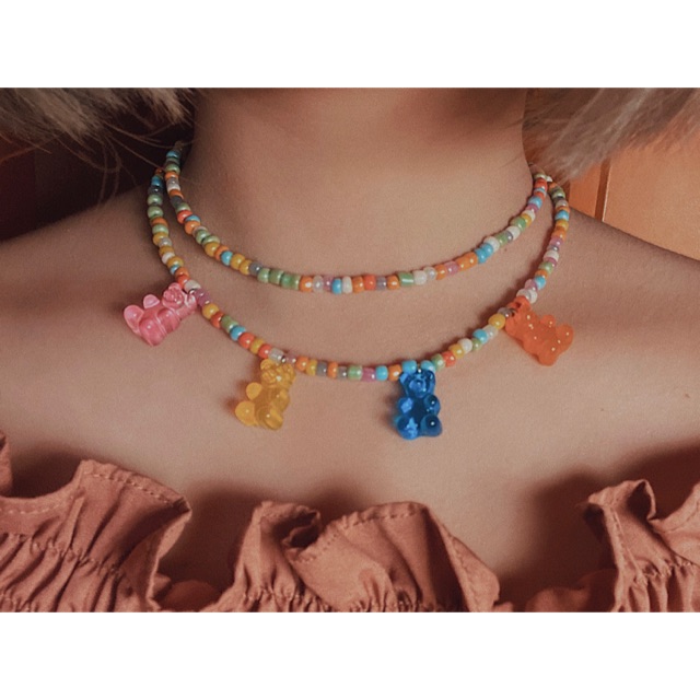สร้อยหมี เจลลี่แบร์ Handmade เซตสร้อยคอ สร้อยลูกปัดหมี