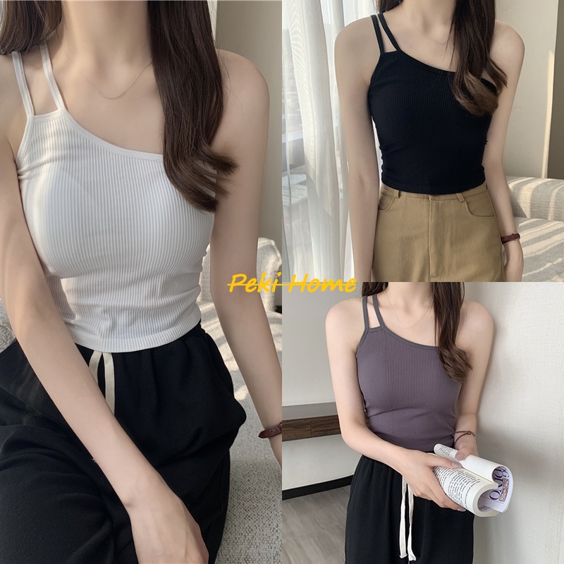 เสื้อสายเดี่ยวสตรี เสื้อไหล่เดียว สูงและผอม ผอมเพรียว สะดวกสบาย อวดหุ่นแซ่บๆ