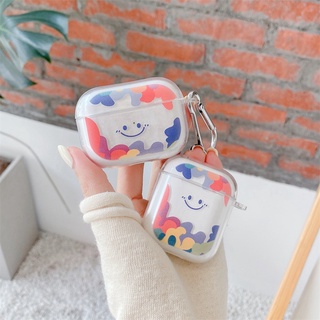 เคสหูฟังแอร์พอตส์ Airpods 1 2 หัวเข็มขัดแขวน สีน้ำยิ้ม น่ารัก กันกระแทก ป้องกันการชนกัน หูฟังเคสป้องกัน Airpods Pro TPUนุ่มนิ่ม case