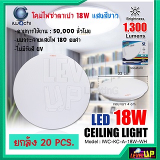 โคมไฟติดเพดาน โคมไฟซาลาเปา 18 วัตต์  โคมไฟเพดานกลม โคมไฟ LED IWACHI 18W  แสงสีขาว DAYLIGHT (ยกลัง 20 หลอด)