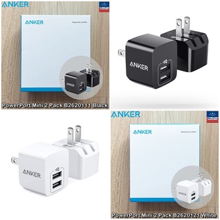 Anker® PowerPort Mini 2 Pack แองเคอร์ หัวชาร์จเร็ว แพ็ค 2 อัน หัวชาร์จ อะแดปเตอร์ ขนาดเล็ก ปลั๊กพับได้