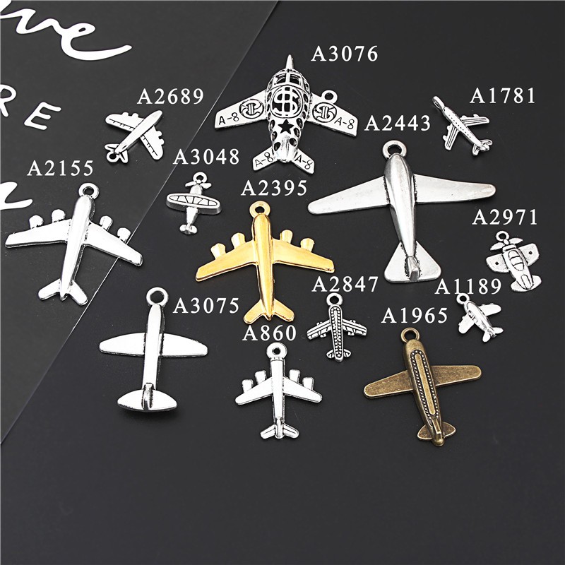 10 PC โบราณ Sliver 3D น ่ ารักเครื ่ องบิน Charms บิน Travel เครื ่ องบินจี ้ ทําเครื ่ องประดับ Handmade อุปกรณ ์ เสริม