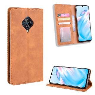 Casing Vivo S1 Pro Vintage Flip Cover Vivo S1Pro Magnetic Wallet Case PU Leather Cases Card Holder Stand