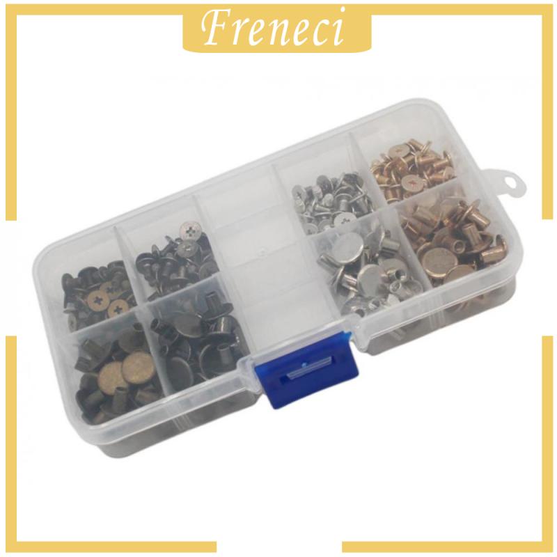 PP LEI 10set Flat Head Brass Solid Stud Screw Nail Rivets Leather Craft - Foto 8