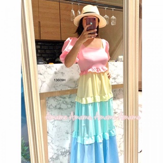 13609 Dress เดรส พลาสเทล แขนบอลลูน Pastel dress with balloon sleeves