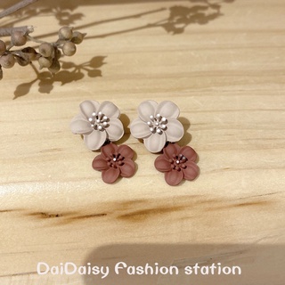 Daidaisy √♥ ต่างหูเข็มเงิน เกรด S925 จี้รูปดอกไม้ ขนาดเล็ก สีคอนทราสต์ แฟชั่นฤดูใบไม้ร่วง และฤดูหนาว สไตล์เกาหลี สําหรับผู้หญิง