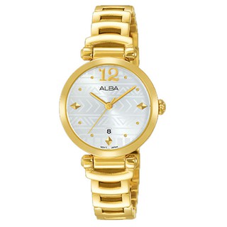 ALBA Fashion Quartz Ladies นาฬิกาข้อมือผู้หญิง สายสแตนเลส สีทอง รุ่น AH7M66X1,AH7M66X