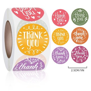 Sticker สติ๊กเกอร์แต๊งกิ้ว สติ๊กเกอร์ Thank you 500 ดวง / 100 ดวง (แบ่งขาย) พร้อมส่ง หลากสี