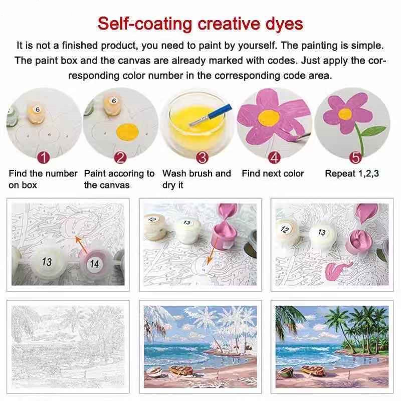 【24 Hours Shipping】Diy Digital Oil Painting By Numbers Kit On Canvas ...