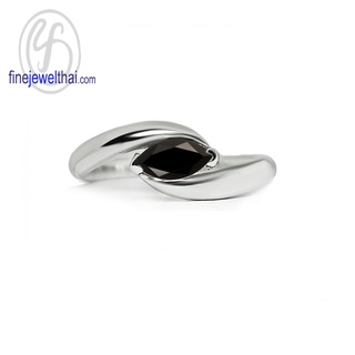 Finejewelthai-แหวนนิล-นิลแท้-แหวนพลอย-แหวนเงินแท้-พลอยประจำเดือนเกิด-Black-Spinel-Silver-Ring-Birthstone-R1158on