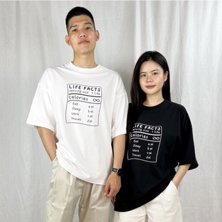 เสื้อยืดคอกลมเสื้อยืดโอเวอร์ไซส์ GURETO : Life FactsS-3XL