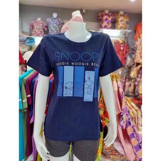 Snoopy เสื้อแตงโมลายลิขสิทธิ์ สนูปปี้ คอกลม มาใหม่ ผ้ายืด ทรงตรงไม่เข้ารูป ผ้านุ่มใส่สบาย เนื้อผ้า Cotton 100%