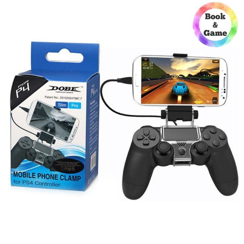 ตัวหนีบมือถือสำหรับต่อจอย PS4 พร้อมสาย OTG (PS4 Smart Handle Clip Cell Mobile Phone Clamp Holder with OTG Cable)