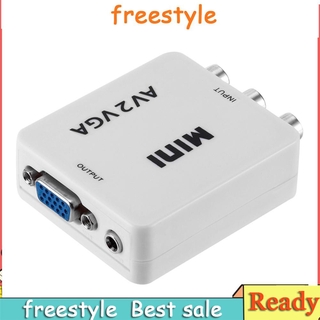 Freestyle อะแดปเตอร์แปลงวิดีโอ Mini Hd Av Vga Rca Cvbs เป็น Vga Hdtv