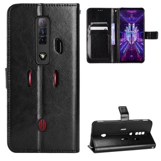 เคสโทรศัพท์หนัง PU ฝาพับ พร้อมช่องใส่บัตร และสายคล้อง หรูหรา สําหรับ ZTE Nubia Red Magic 7 Magic7