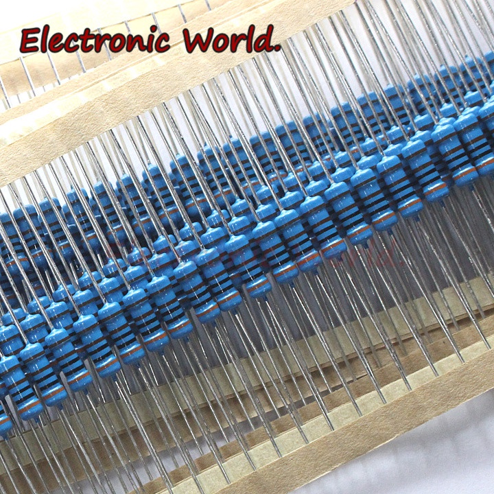 100 ชิ้น/เซ็ต 1/4W ฟิล์มโลหะตัวต้านทานแหวนห้าสี 1% 1.5K 1.6K 1.8K 2K 2.2K 2.4K 2.7K 0.25W