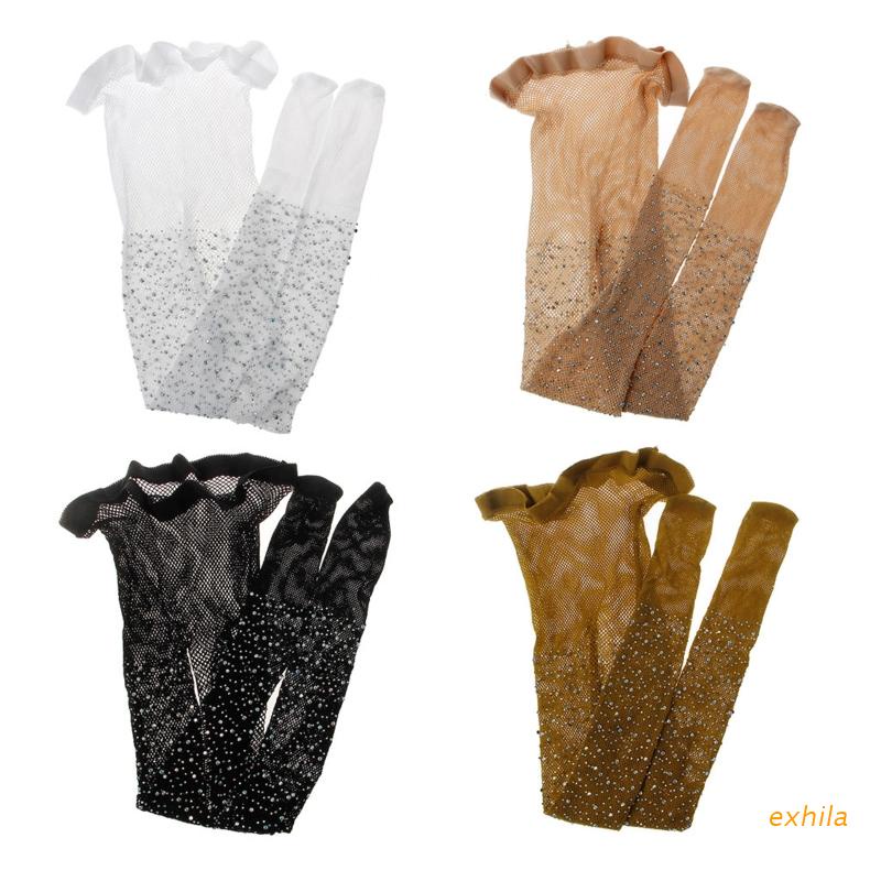 Exhila ถุงน่องตาข่าย แต่งกลิตเตอร์ ใส่สบาย 4 สี สําหรับเด็กผู้หญิง