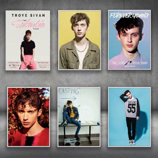 Troye Sivan โปสเตอร์ พิมพ์ลายนักร้องเพลงป๊อปพังก์ สีใส สําหรับตกแต่งผนังบ้าน ห้อง