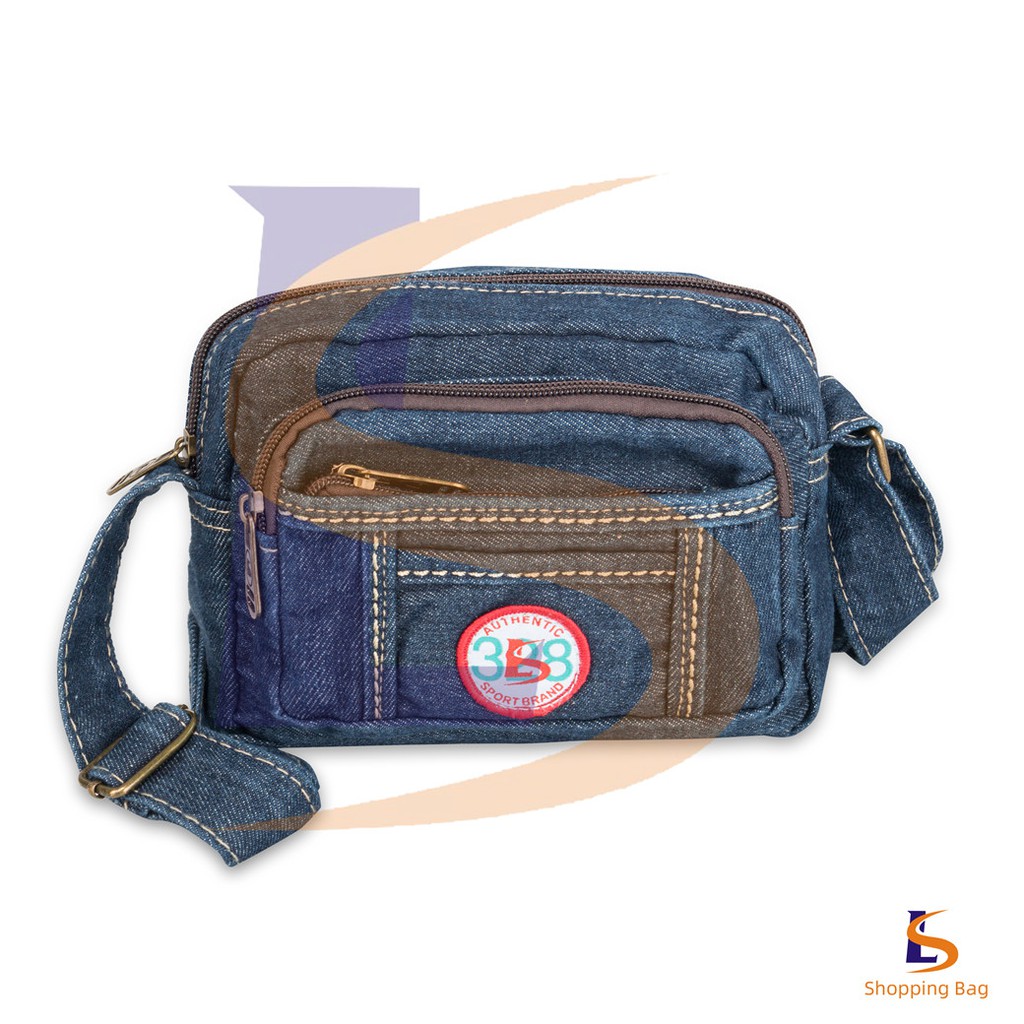กระเป๋าสะพายยีนต์ใบเล็ก  สะพายพาดลำตัว