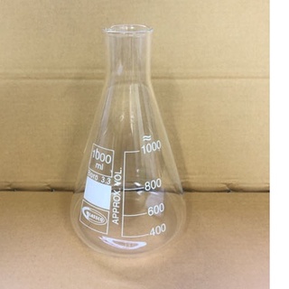 Erlenmeyer Flask Narrow Neck 1000ML  2000ML (GLASSCO) ขวดชมพู่