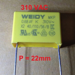 1ตัว X2 MKP 684 680n 0.68uF 310V 310VAC MKP-X2 ยี่ห้อ Weidy