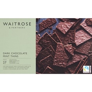 Waitrose mint thins dark chocolate crisp peppermint flavored ชอคโกแลตกรอบ บราวนี่กรอบ คริสปี้ช็อกโก crispy