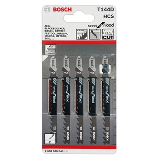 ✨ขายดี✨ BOSCH ใบเลื่อยจิ๊กซอร์ตัดไม้ T 144D รุ่น 2608630040 (5 ชิ้น/ชุด) สีดำ 🚚พิเศษ!!✅
