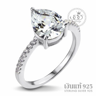 555jewelry แหวนเงินแท้ Silver 925 ฝังเพชร CZ ทรงหยดน้ำเม็ดกลาง สำหรับผู้หญิง จัดส่งพร้อมกล่อง รุ่น MD-SLR045 (SLR-B2)