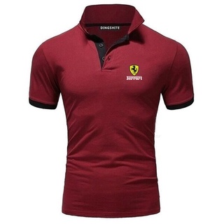 มาใหม่ Ferrari เสื้อยืดโปโล แขนสั้น คอปก สไตล์เกาหลี ลําลอง แฟชั่นสําหรับผู้ชาย