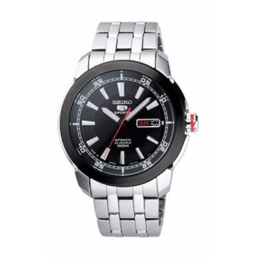 Seiko 5 นาฬิกาข้อมือชาย Black Dial Automatic Stainless SteelSNZH65J1
