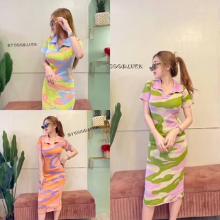 🌈 SpinnyHouse 🌈 เดรสไหมพรม Maxidress💚💜🧡ทรงคอโปโแขนสั้น งานลายผ้าในตัว ทอลายสาดสีสลับสีพาสเทล เดรสยาวKatair H502A