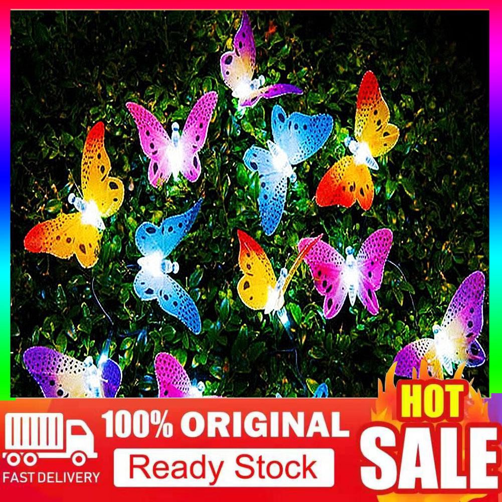 12/20 LED พลังงานแสงอาทิตย์ Fibre Optic ผีเสื้อ Dragonfly String Light ตกแต่งสวน