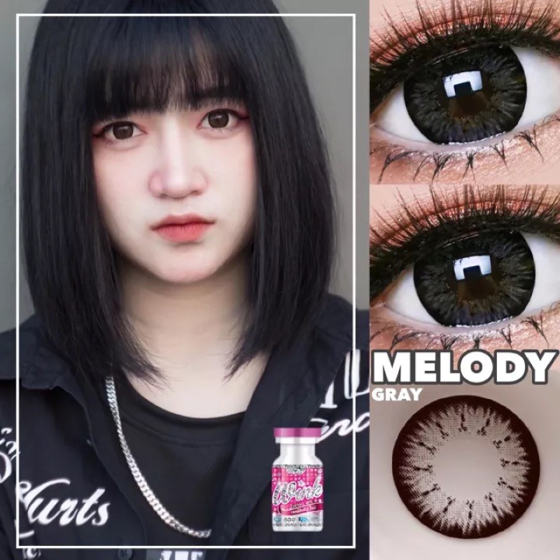 melody gray /oliviบิ๊กอายส์ตัดขอบสีเทา