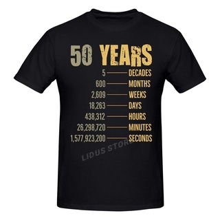 T-shirt  เสื้อยืด พิมพ์ลาย 50Th Birthday สําหรับผู้ชาย 50 ปีS-5XL