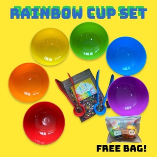 Rainbow cup 6 สีพร้อมที่คีบ 2 ชิ้น(TOY529)