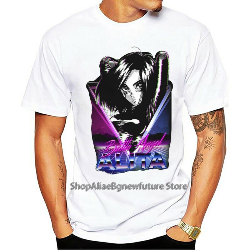 เสื้อยืด Alita Battle Angel Science Fiction สีดํา ไซส์ S-3XL Tops Tees