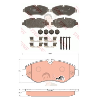 GDB1698 ผ้าเบรค-หน้า(TRW) (เนื้อผ้า COTEC) BENZ VITO W639 116 CDI