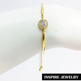 Inspire Jewelry ,สร้อยข้อมือเพชรสวิสเม็ดกลมล้อมเพชรรอบ ใส่ง่าย ปรับไซด์ได้ สวยหรู คงทน งานคุณภาพ                .