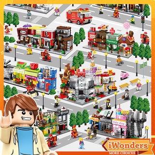 บล็อกตัวต่อ MOC ขนาดเล็ก SD6010-SD6036 City Street View KFC MCD Store Style Architecture ของเล่นสําหรับเด็ก
