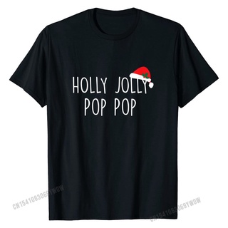 เสื้อยืด พิมพ์ลาย Holly Jolly Pop Pop น่ารัก ของขวัญคริสต์มาส สไตล์ยุโรป สําหรับผู้ชายS-5XL