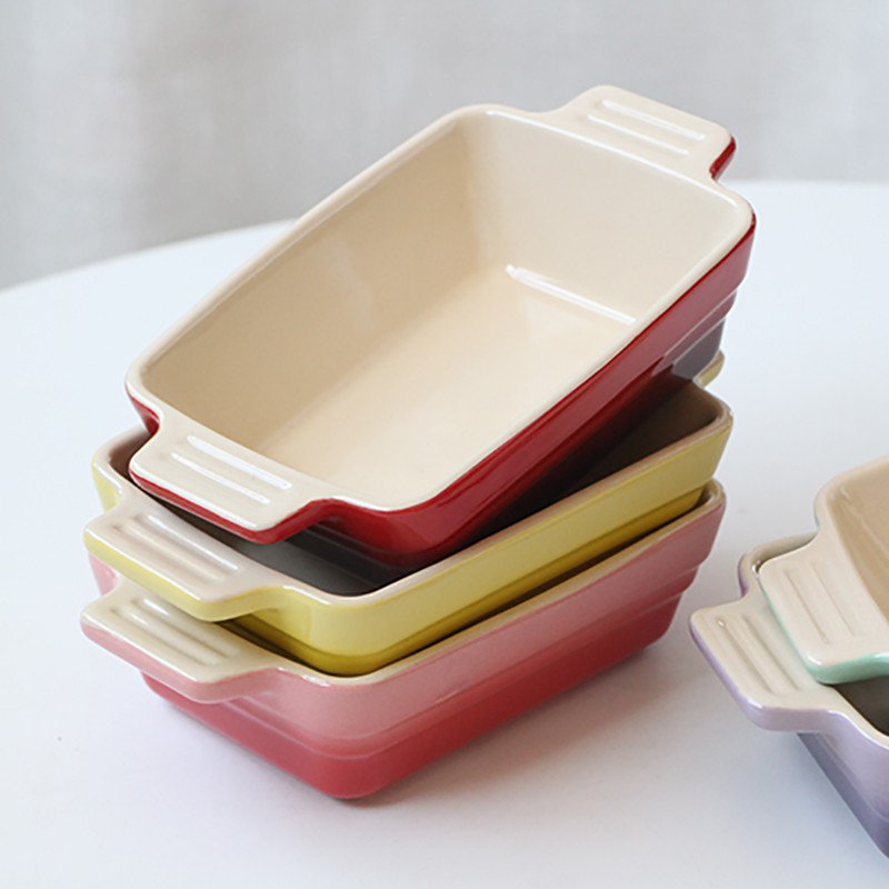 French LE CREUSET Cool Color Stoneware Porcelain Rectangular Grill Plate 14cm32cm Baking Baking