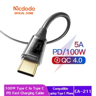 Mcdodo สายเคเบิลชาร์จเร็ว PD 100W Type C เป็น Type C QC 4.0 5A Type C สําหรับแล็ปท็อป โทรศัพท์มือถือ CA-211