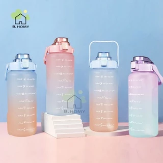 ขวดน้ำพกพา ขนาด2ลิตร ขวดน้ำสีพาสเทล สามารถบอกเวลา ขวดน้ำพกพา กระบอกน้ำ น้ำหนักเบา B.HOMY