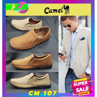 หนังแท้ Camel CM107 รองเท้าคัดชู แบบสวม หนังวัวแท้ สำหรับใส่ทำงาน ใส่เที่ยว ใส่ออกงาน