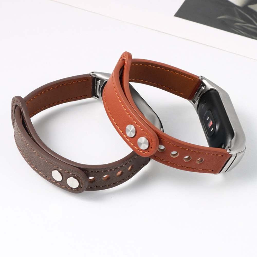 การเปลี่ยนสร้อยข้อมือสายหนังสําหรับ Xiaomi Smart Band 10 9 8 7 / Mi Band 6 5 4 3 ราคา ถูกที่สุด ดีลบีเคเค แกลเลอรีภาพที่ 4